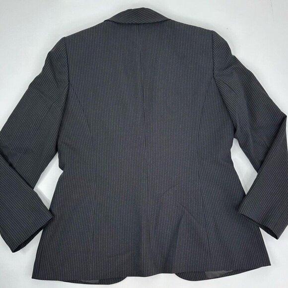 Tahari ASL Women's Black and Grey Career Pinstripe Designer Blazer 12/C40 - Picture 8 of 15